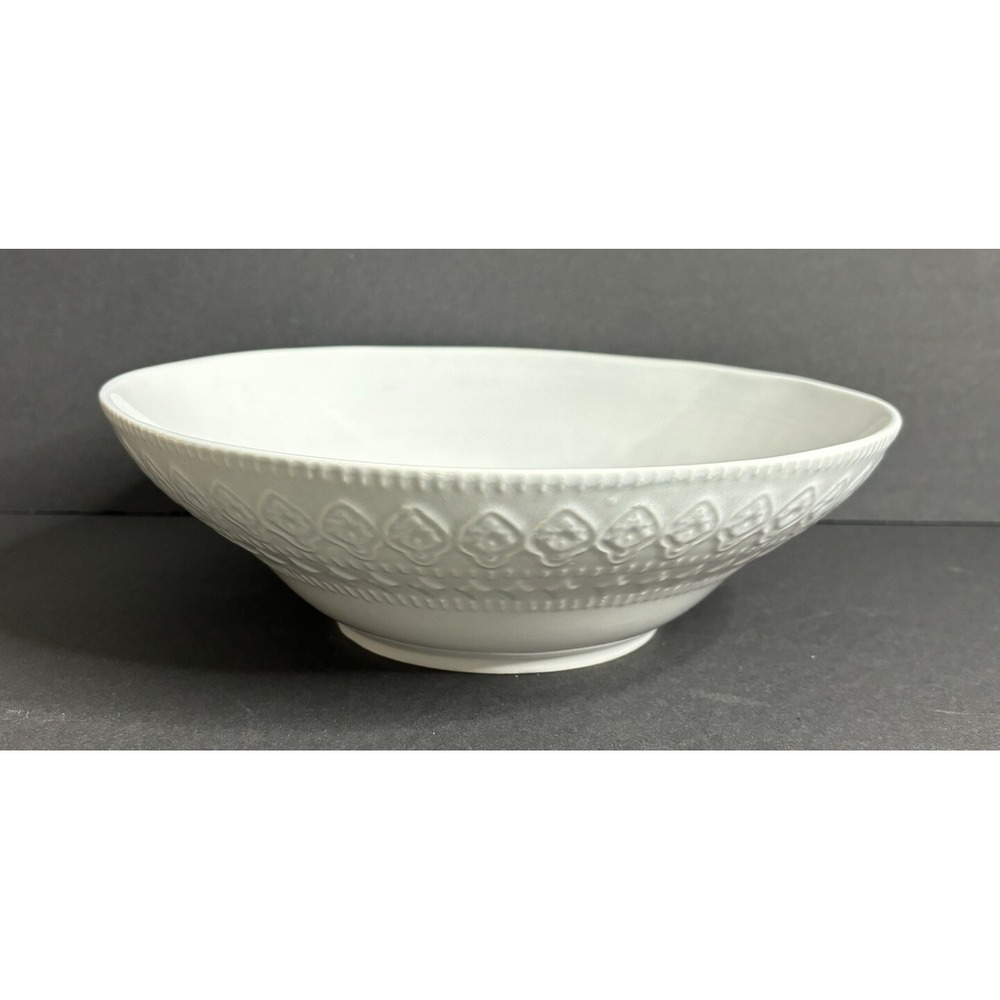 IKEA Sommar Serving Bowl 2017 Embossed Pattern Light Gray 11" Farmhouse
